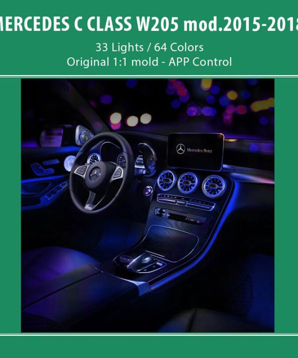 Alternative view of Ambient Light Full Kit Για Mercedes-Benz C-Class W205 15-18 Με 33 Φώτα / 64 Χρώματα