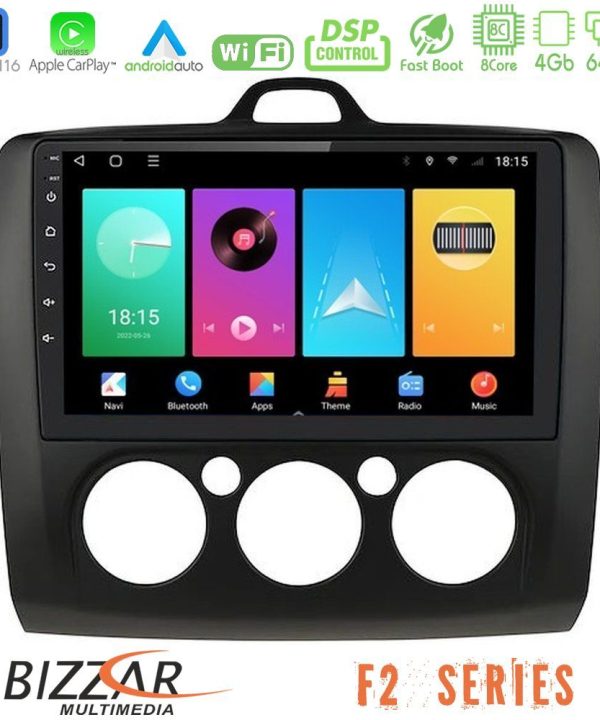 Kimpiris - Bizzar F2 Series 8Core Android16 4+64GB  Ford Focus Manual AC Navigation Multimedia Tablet 9" (Μαύρο Χρώμα)