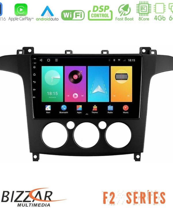 Kimpiris - Bizzar F2 Series 8Core Android16 4+64GB  Ford S-Max 2006-2008 (manual A/C) Navigation Multimedia Tablet 9"