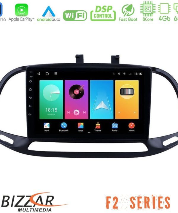 Kimpiris - Bizzar F2 Series 8Core Android16 4+64GB  Fiat Doblo 2015-2022 Navigation Multimedia Tablet 9"