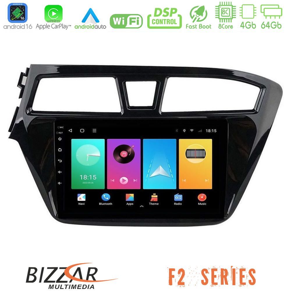 Kimpiris - Bizzar F2 Series 8Core Android16 4+64GB Hyundai i20 2014-2018 Navigation Multimedia Tablet 9"