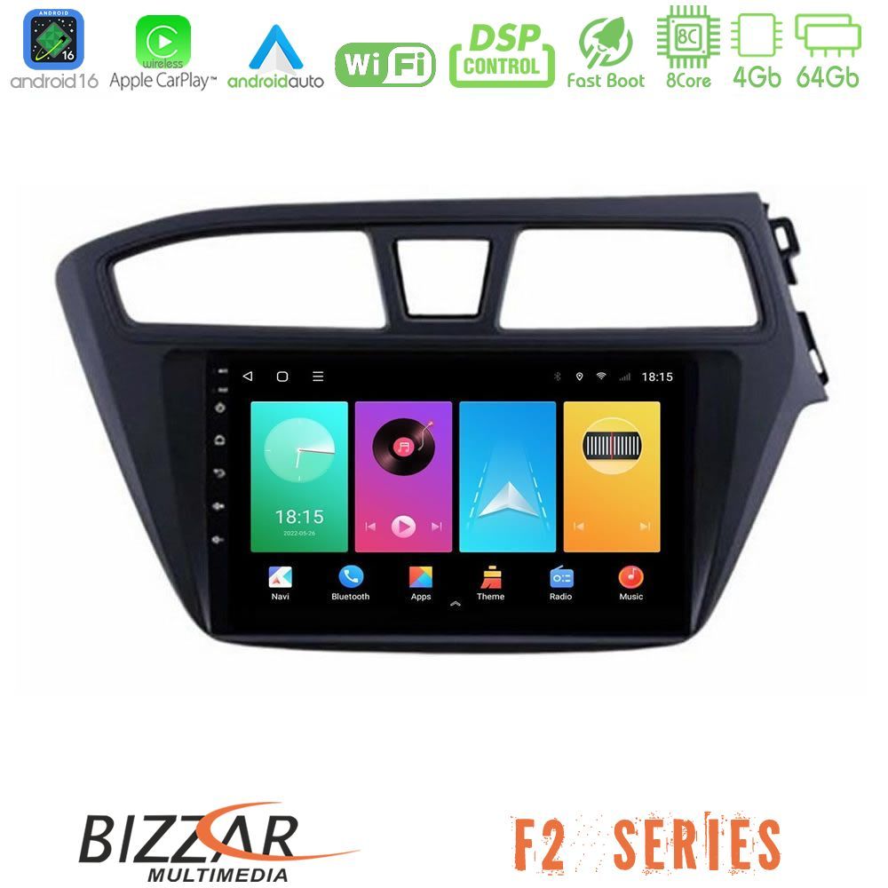 Kimpiris - Bizzar F2 Series 8Core Android16 4+64GB Hyundai i20 2014-2018 RHD Navigation Multimedia Tablet 9"