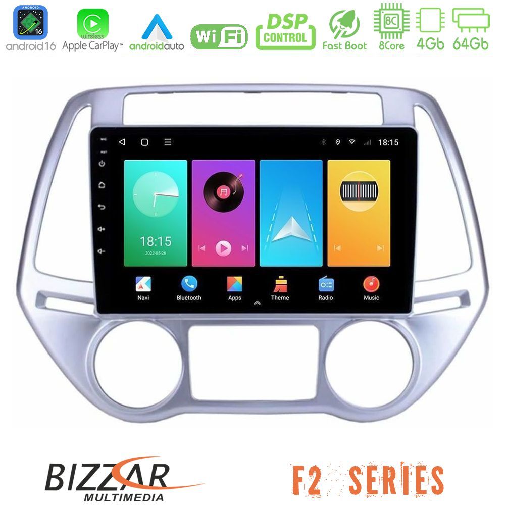 Kimpiris - Bizzar F2 Series 8Core Android16 4+64GB Hyundai i20 2012-2014 Navigation Multimedia Tablet 9"