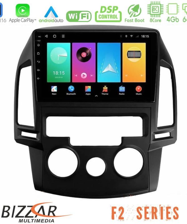 Kimpiris - Bizzar F2 Series 8Core Android16 4+64GB  Hyundai i30 2007-2012 Manual A/C Navigation Multimedia Tablet 9"