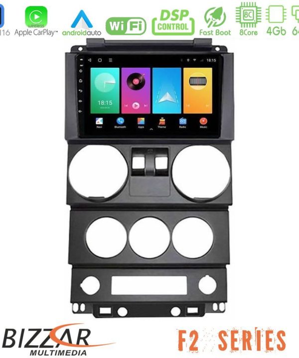 Kimpiris - Bizzar F2 Series 8Core Android16 4+64GB  Jeep Wrangler 2Door 2008-2010 Navigation Multimedia Tablet 9"