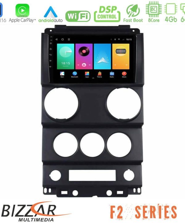 Kimpiris - Bizzar F2 Series 8Core Android16 4+64GB  Jeep Wrangler 2Door 2008-2010 Navigation Multimedia Tablet 9"