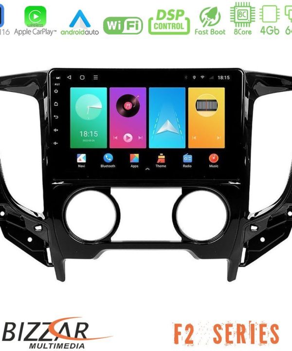 Kimpiris - Bizzar F2 Series 8Core Android16 4+64GB  Mitsubishi L200 2016-> amp; Fiat Fullback (Manual A/C) Navigation Multimedia Tablet 9"