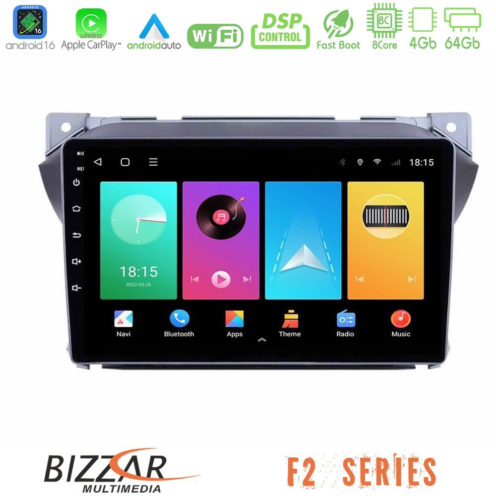 Kimpiris - Bizzar F2 Series 8Core Android16 4+64GB Suzuki Alto amp; Nissan Pixo Navigation Multimedia Tablet 9"