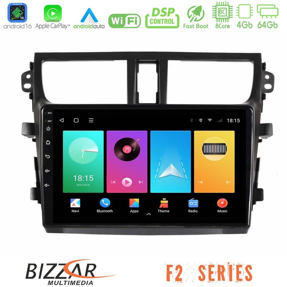 Kimpiris - Bizzar F2 Series 8Core Android16 4+64GB Suzuki Celerio 2014-2020 Navigation Multimedia Tablet 9"