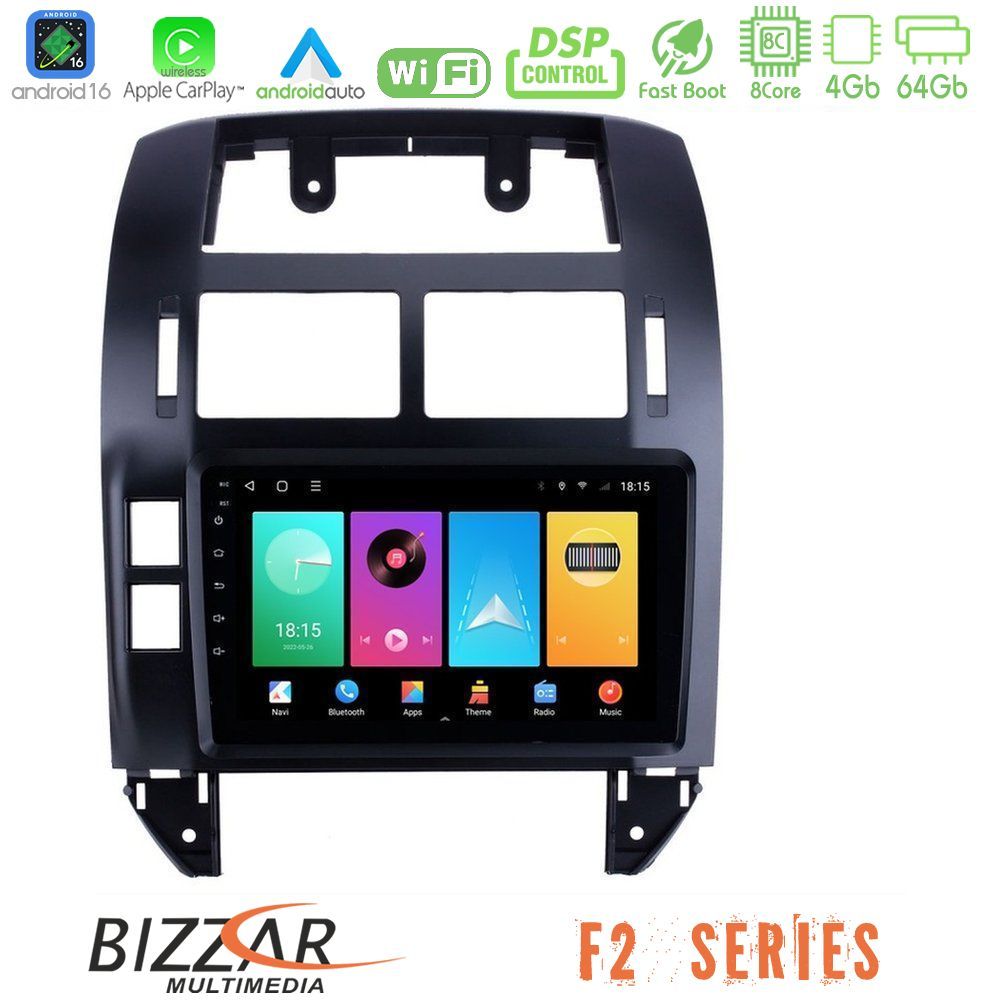 Kimpiris - Bizzar F2 Series 8Core Android16 4+64GB VW Polo 2002-2009 Navigation Multimedia Tablet 9"