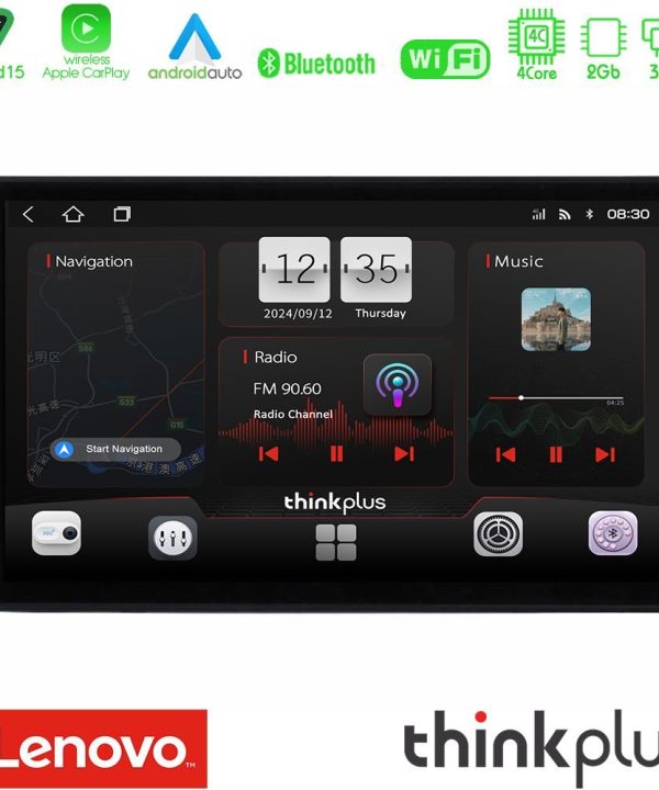 Kimpiris - Lenovo Thinkplus Series 4Core Android15 2+32GB Opel Combo/Vectra /Vivaro/Agila Navigation Multimedia Tablet 10" Με Carplay & Android Auto