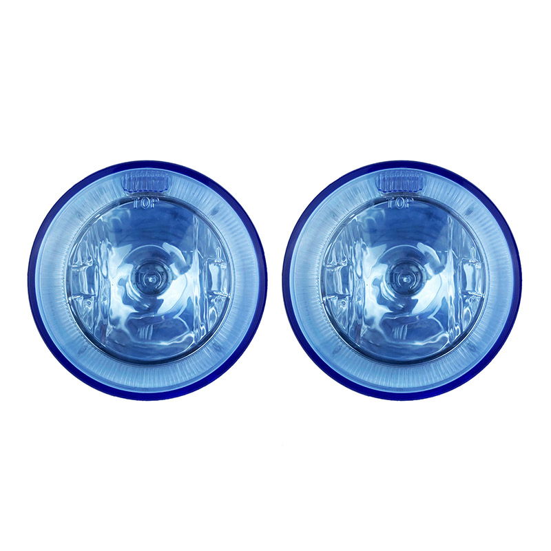 Προβολείς Ομίχλης Universal Μπλε Στρόγγυλοι Ø 10cm H3 12 Volt 55 Watt Με Μπλε Led Angel Eyes 2 Τεμάχια - Image 2