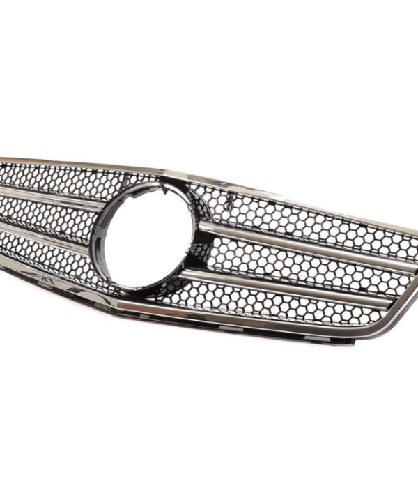 Alternative view of Μάσκα Για Mercedes-Benz C-Class W204 07-14 Amg C63 Look Με 2 Γρίλιες Μαύρο/Χρώμιο 1 Τεμάχιο