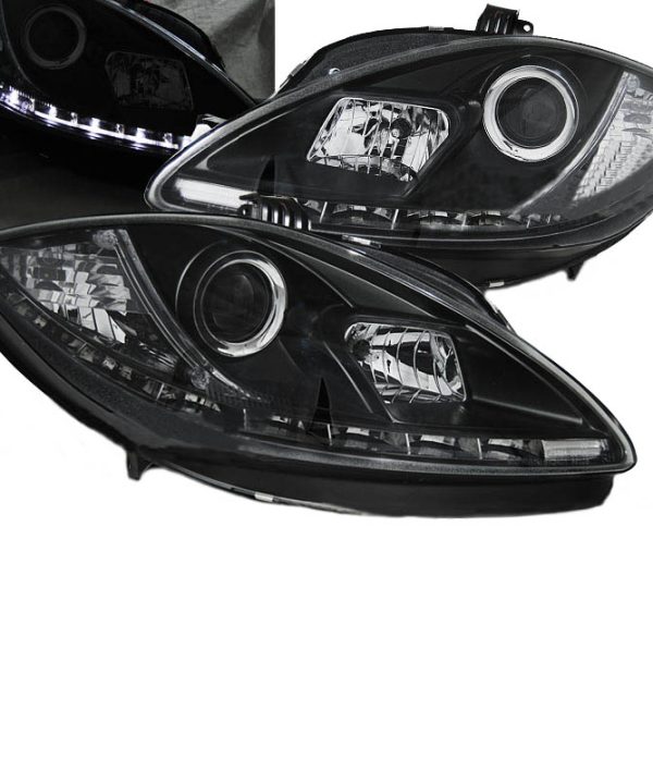 Kimpiris - Μπροστινά Φανάρια Set Για Seat Leon 1P 09-13 Facelift DRL Μαύρα H1/H1 Sonar