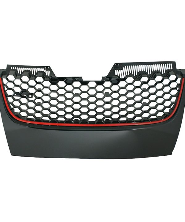 Alternative view of Μάσκα Για Vw Golf V (5) 03-08 / Jetta 05-11 GTI Look Χωρίς Σήμα Κυψελωτή Με Κόκκινο Σιρίτι 1 Τεμάχιο