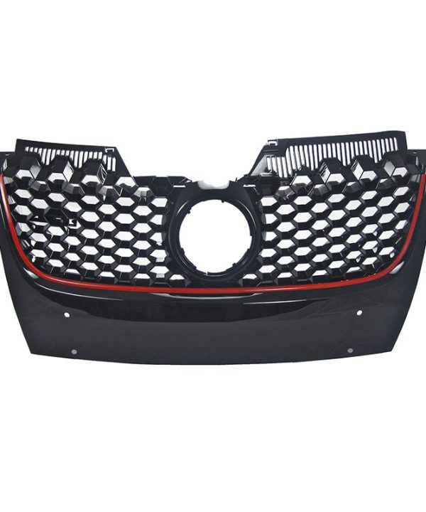 Alternative view of Μάσκα Για Vw Golf V (5) 03-08 / Jetta 05-11 GTI Look Κυψελωτή Με Κόκκινο Σιρίτι 1 Τεμάχιο