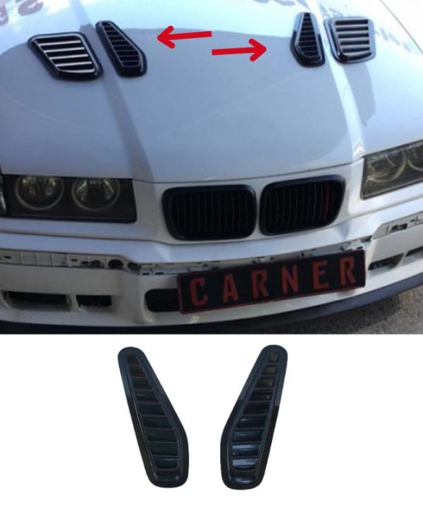 Kimpiris - Αεραγωγοί Καπό Αυτοκόλλητοι Universal Τύπου Bmw GTR Μαύροι 33 x 11 x 1.5cm 2 Τεμάχια