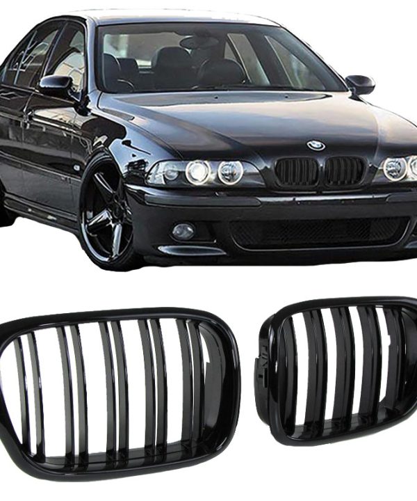 Kimpiris - Καρδιές Μάσκας Για Bmw 5 E39 96-03 M4 Look Με Διπλή Γρίλια Μαύρο Γυαλιστερό 2 Τεμάχια