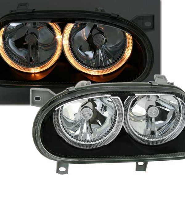 Alternative view of Μπροστινά Φανάρια Set Για Vw Golf 3 92-98 Angel Eyes Μαύρα H7/H7 Depo