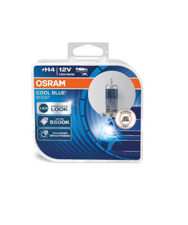 Alternative view of Λάμπες Αλογόνου H4 12V 100w/90w Cool Blue Hyper Boost Osram 64193CBB-HCB 2 Τεμάχια