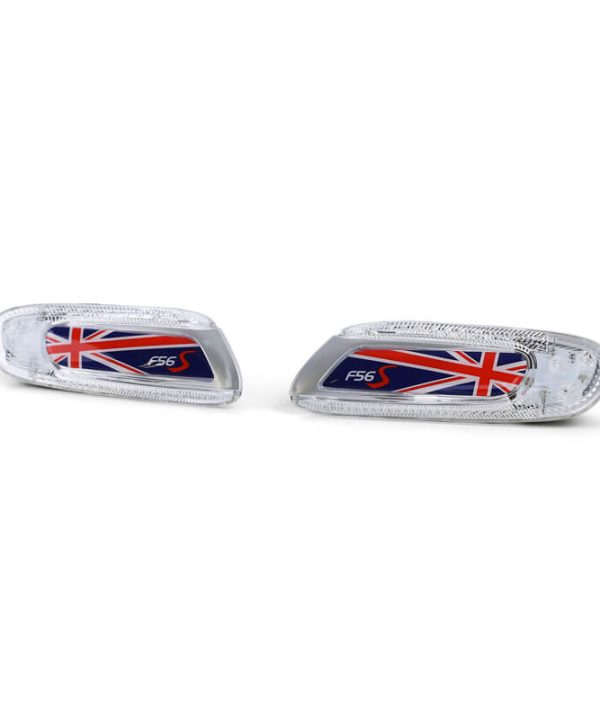 Alternative view of Πλαϊνά Φλας Φτερού Για Mini Cooper F56 13+ Union Jack Flag Blue Led White 2 Τεμάχια