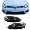 Kimpiris - Μπροστινά Φανάρια Set Για Vw Golf VII (7) 12-17 Look 7.5 GTI Μαύρα/ Ασημί Γραμμή H7 Με Μοτέρ Carner