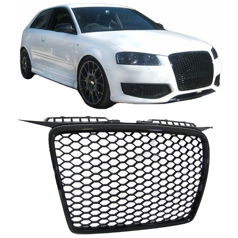 Kimpiris - Μάσκα Για Audi A3 8P 05-08 RS3 Look Κυψελωτή Γυαλιστερό Μαύρο 1 Τεμάχιο