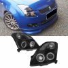 Kimpiris - Μπροστινά Φανάρια Set Για Suzuki Swift 05-10 ccfl Angel Eyes Μαύρα H1/H1Sonar