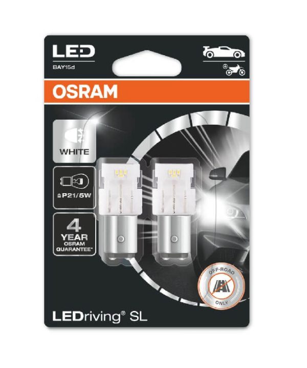Alternative view of Λάμπες Led P21/5W Διπολικές BAY15D 12volt 1.7 watt Λευκές  White 7528DWP-02B 2 Τεμάχια