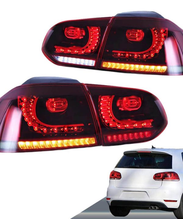 Kimpiris - Πισινά Φανάρια Set Για Vw Golf VI (6) 08-12 Full Led GTI R20 Look Κόκκινο/Φιμέ VLand