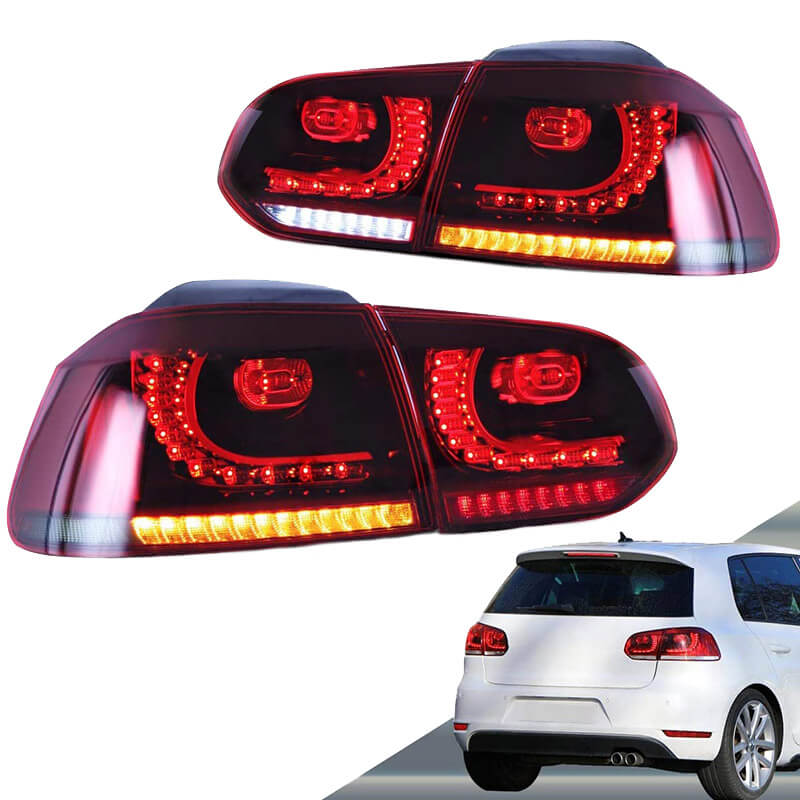 Kimpiris - Πισινά Φανάρια Set Για Vw Golf VI (6) 08-12 Full Led GTI R20 Look Κόκκινο/Φιμέ VLand