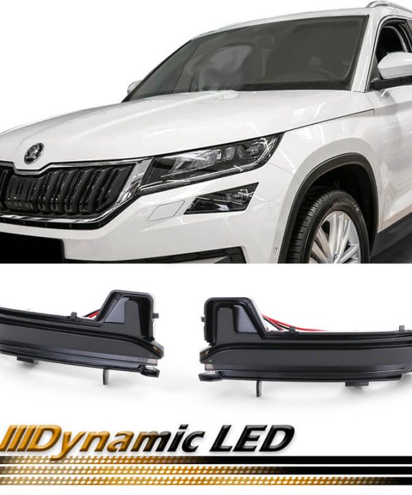 Kimpiris - Φλας Καθρέπτη Για Skoda Kodiaq 16+ / Karoq 17+ Black (Vehicles Without Rear View Camera) Dynamic Led Φιμέ 2 Τεμάχια