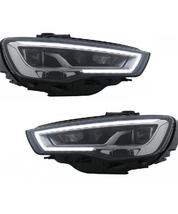 Kimpiris - Μπροστινά Φανάρια Set Για Audi A3 8V 12-16 DRL Full Led & Led Signal Μαύρα  Με Μοτέρ Carner