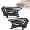 Kimpiris - Μπροστινά Φανάρια Set Για Ford Ranger 15-20 DRL Dynamic Start Up Μαύρα Full Led Με Μοτέρ VLand