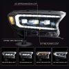 Μπροστινά Φανάρια Set Για Ford Ranger 15-20 DRL Dynamic Start Up Μαύρα Full Led Με Μοτέρ VLand - Image 3