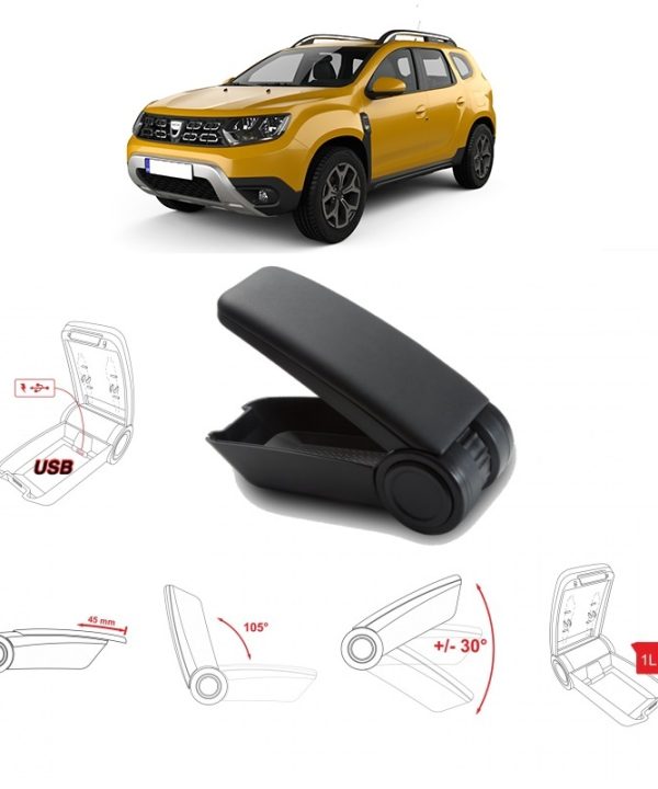Kimpiris - Κονσόλα Χειροφρένου Τεμπέλης Armster OE1 Με Usb Για Dacia Duster 2018-2019 Με Εργοστασιακό Τεμπέλη Μαύρο Χρώμα