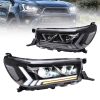 Kimpiris - Μπροστινά Φανάρια Set Για Toyota Hilux Revo 15-19 Με Dynamic Start DRL &  Φλας Μαύρα Με Μοτέρ VLand