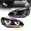 Kimpiris - Μπροστινά Φανάρια Set Για Vw Golf VΙ (6) 08-12 DRL U-Type & Dynamic Φλας Μαύρα H7/H7 Με Μοτέρ VLand