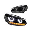 Μπροστινά Φανάρια Set Για Vw Golf VΙ (6) 08-12 DRL U-Type & Dynamic Φλας Μαύρα H7/H7 Με Μοτέρ VLand - Image 2