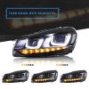 Μπροστινά Φανάρια Set Για Vw Golf VΙ (6) 08-12 DRL U-Type & Dynamic Φλας Μαύρα H7/H7 Με Μοτέρ VLand - Image 3