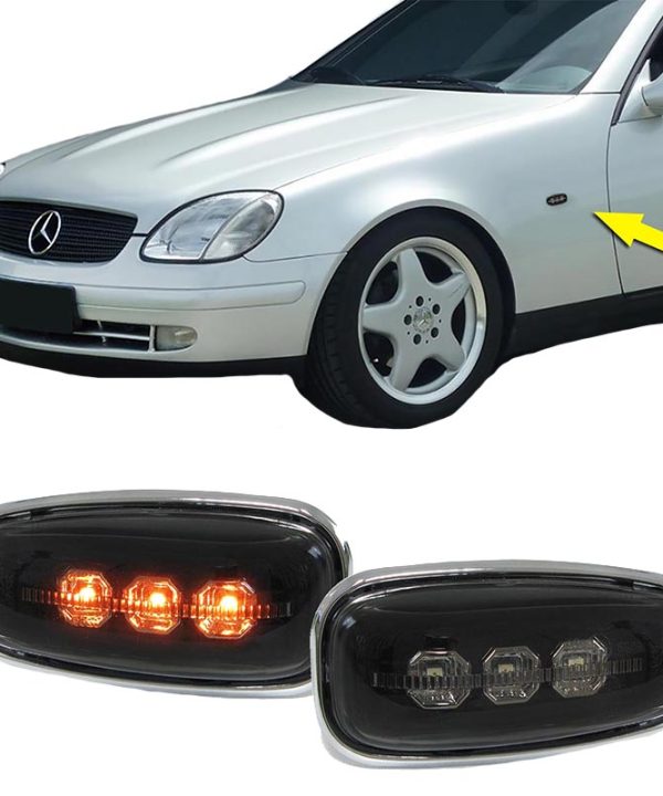 Kimpiris - Πλαϊνά Φλας Φτερού Για Mercedes-Benz C W202 96-01 / CLK W208 97-02 / E W124 93-95 / W210 95-03 / SLK R170 96-04 / Vito W638 96-03 / Sprinter W901-W905 95-06 /  VW LT 98-06 Led Φιμέ 2 Τεμάχια