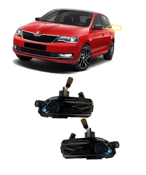 Kimpiris - Φλας Καθρέπτη Για Skoda Rapid 12+ / Fabia 14+ / Seat Toledo 12+ Dynamic Led Φιμέ 2 Τεμάχια