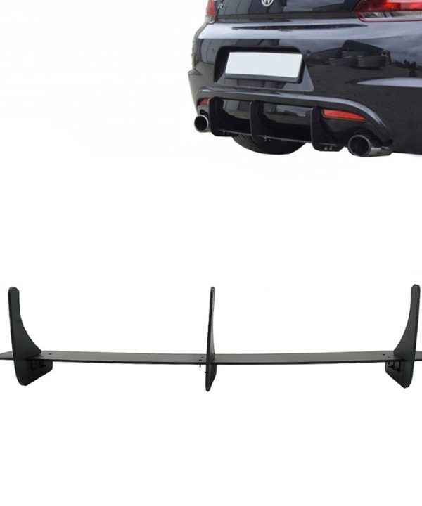Kimpiris - Diffuser Πίσω Προφυλακτήρα Για VW Scirocco 09-17 Για R Έκδοση Gloss Black 3 Bars