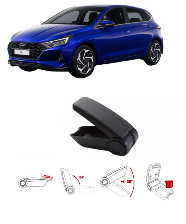 Kimpiris - Κονσόλα Χειροφρένου Τεμπέλης Armster OE1 Για Hyundai I20 2020+ Χωρίς Εργοστασιακό Τεμπέλη Μαύρο Χρώμα