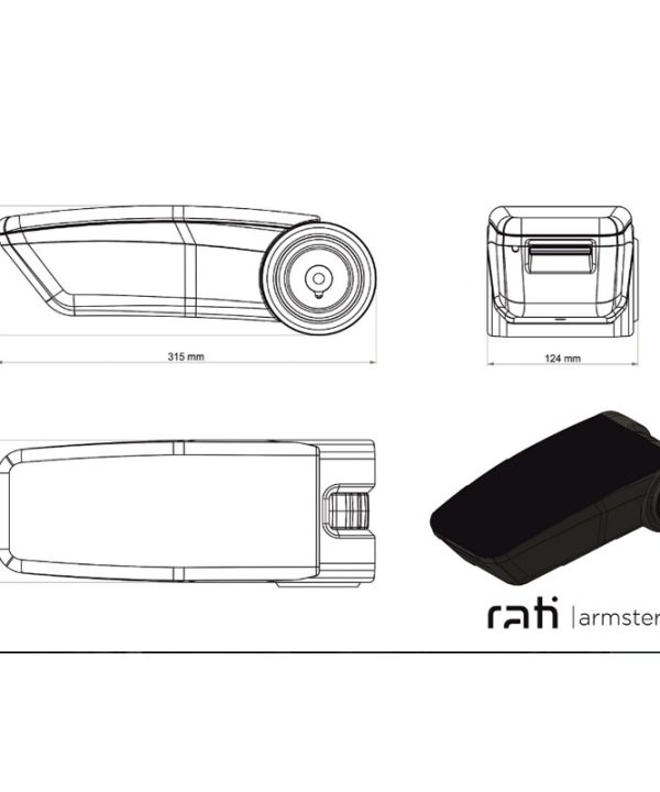Alternative view of Κονσόλα Χειροφρένου Τεμπέλης Armster OE1 Για Citroen C4 2021+ Χωρίς Εργοστασιακό Τεμπέλη Μαύρο Χρώμα