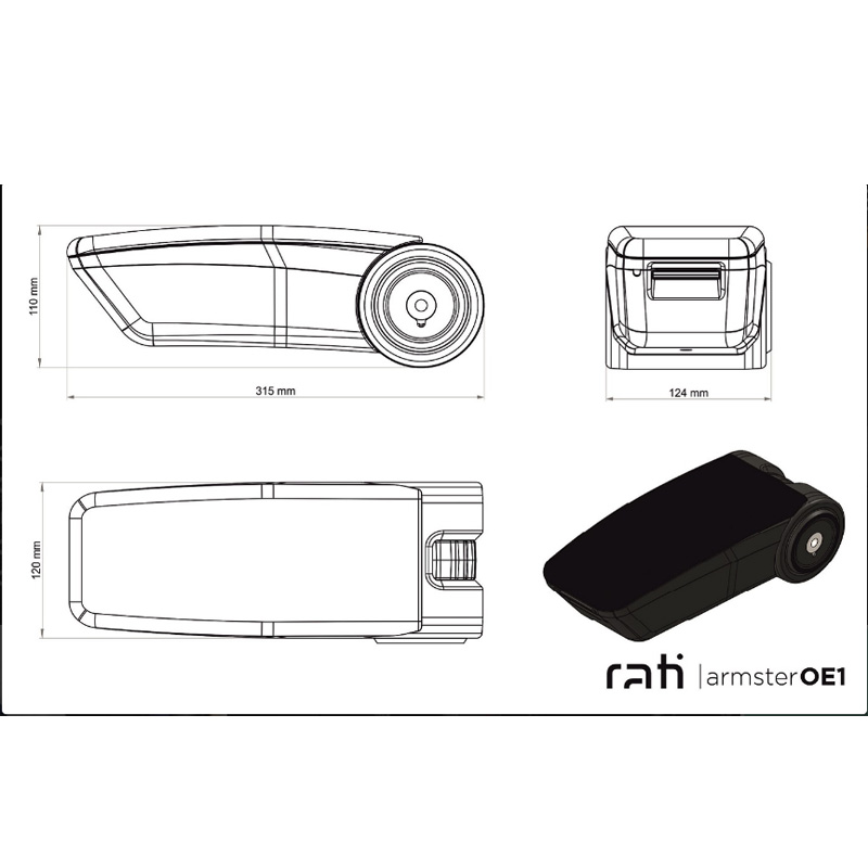 Κονσόλα Χειροφρένου Τεμπέλης Armster OE1 Για Citroen C4 2021+ Χωρίς Εργοστασιακό Τεμπέλη Μαύρο Χρώμα - Image 2
