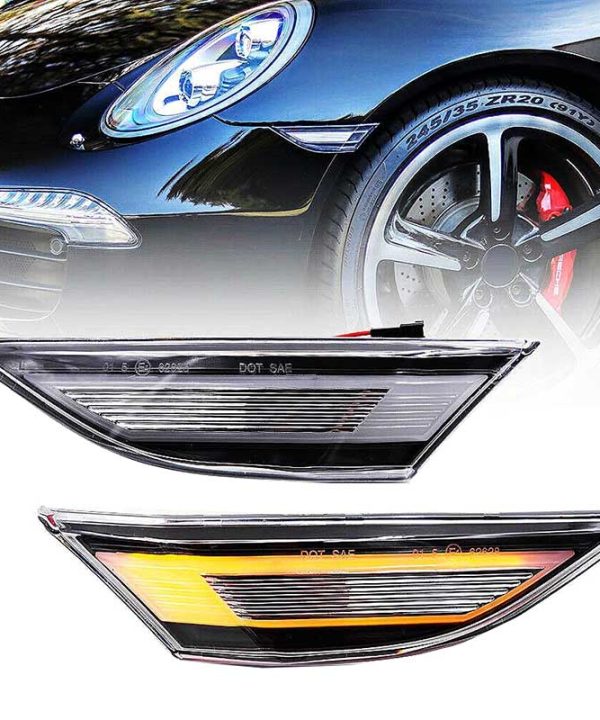 Kimpiris - Πλαϊνά Φλας Φτερού Για Porsche  911 Carrera 991 11-16 / Boxster 718 16+ / Cayman 981 12-16 / Cayman 718 16+ Led Dynamic Άσπρα 2 Τεμάχια