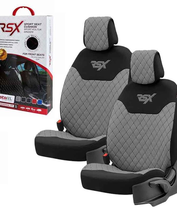 Kimpiris - Ημικαλύμματα Μπροστινών Καθισμάτων Otom RSX Sport Ύφασμα Κεντητό Καπιτονέ Γκρι Με Μαύρη Ραφή RSXL-103 2 Τεμάχια