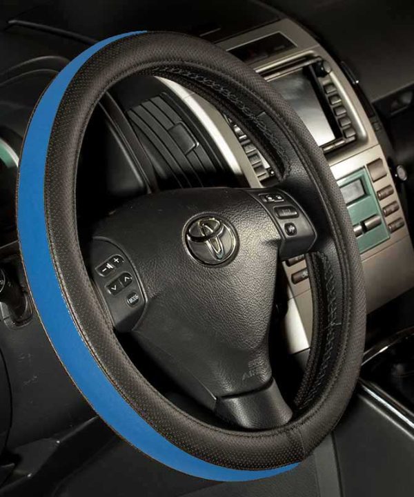 Alternative view of Κάλυμμα Τιμονιού Αυτοκινήτου Otom Easy-Fit Δερματίνη Μαύρο - Μπλε Medium 37-39cm F-58