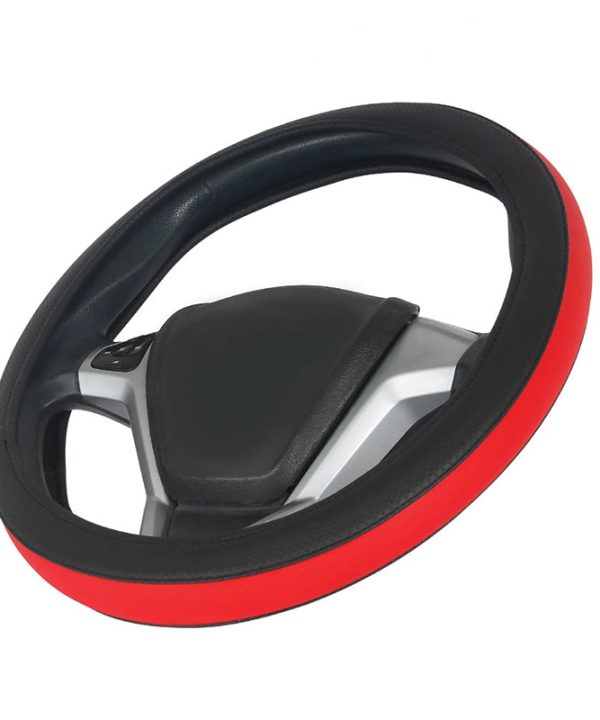 Kimpiris - Κάλυμμα Τιμονιού Αυτοκινήτου Otom Easy-Fit Δερματίνη Μαύρο - Κόκκινο Medium 37-39cm F-56